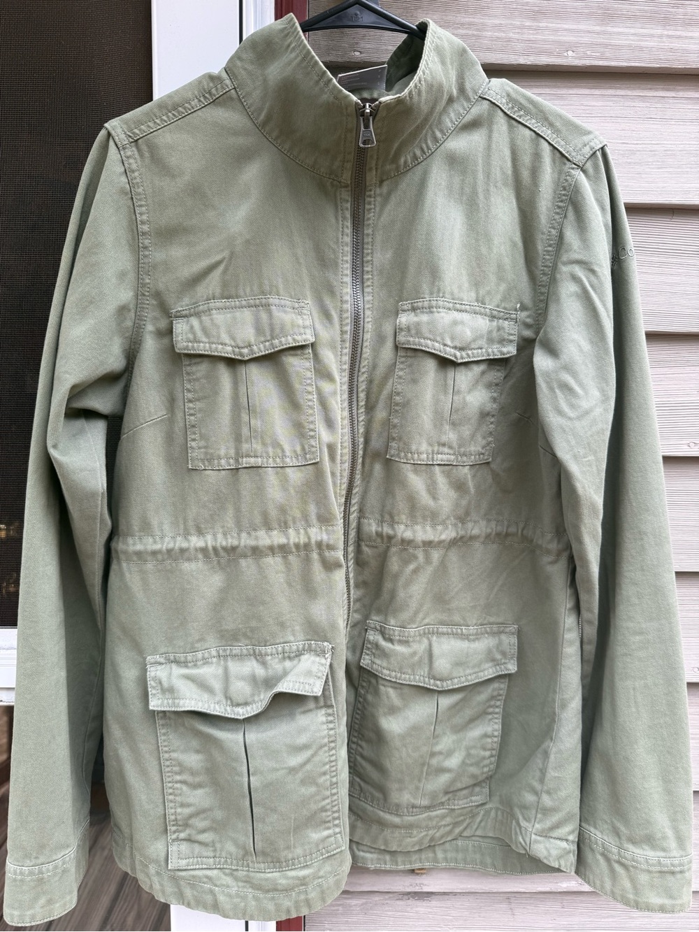 Olive Green Military-Style Utility Jacket